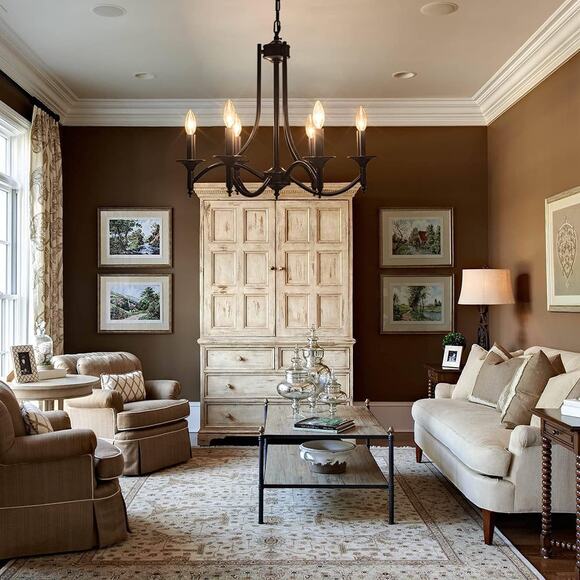 Black Farmhouse Chandelier Iron Chandeliers for Dining Room Light Fixture 6-Ligh - Picture 8 of 8